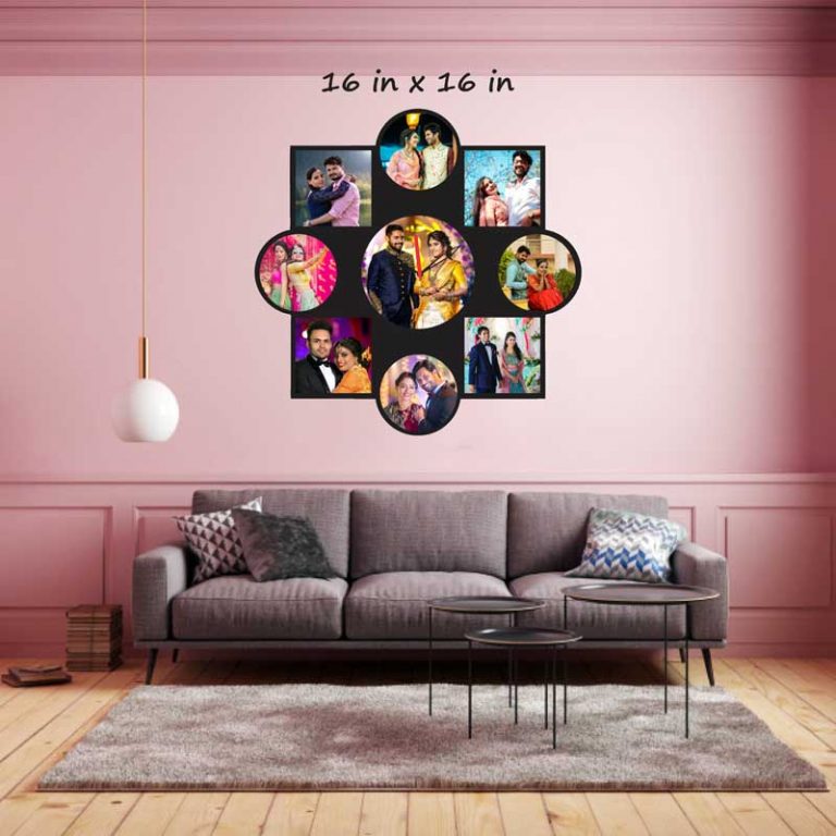 Customized Family Wall Clock with Wooden Photo Frame