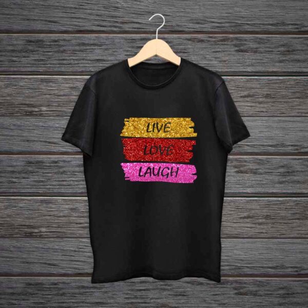 Girl-T-Shirt-Live-Live-Laugh-Glitter-Print