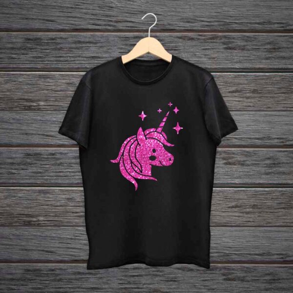 Girl-T-Shirt-Unicorn-Glitter-Print